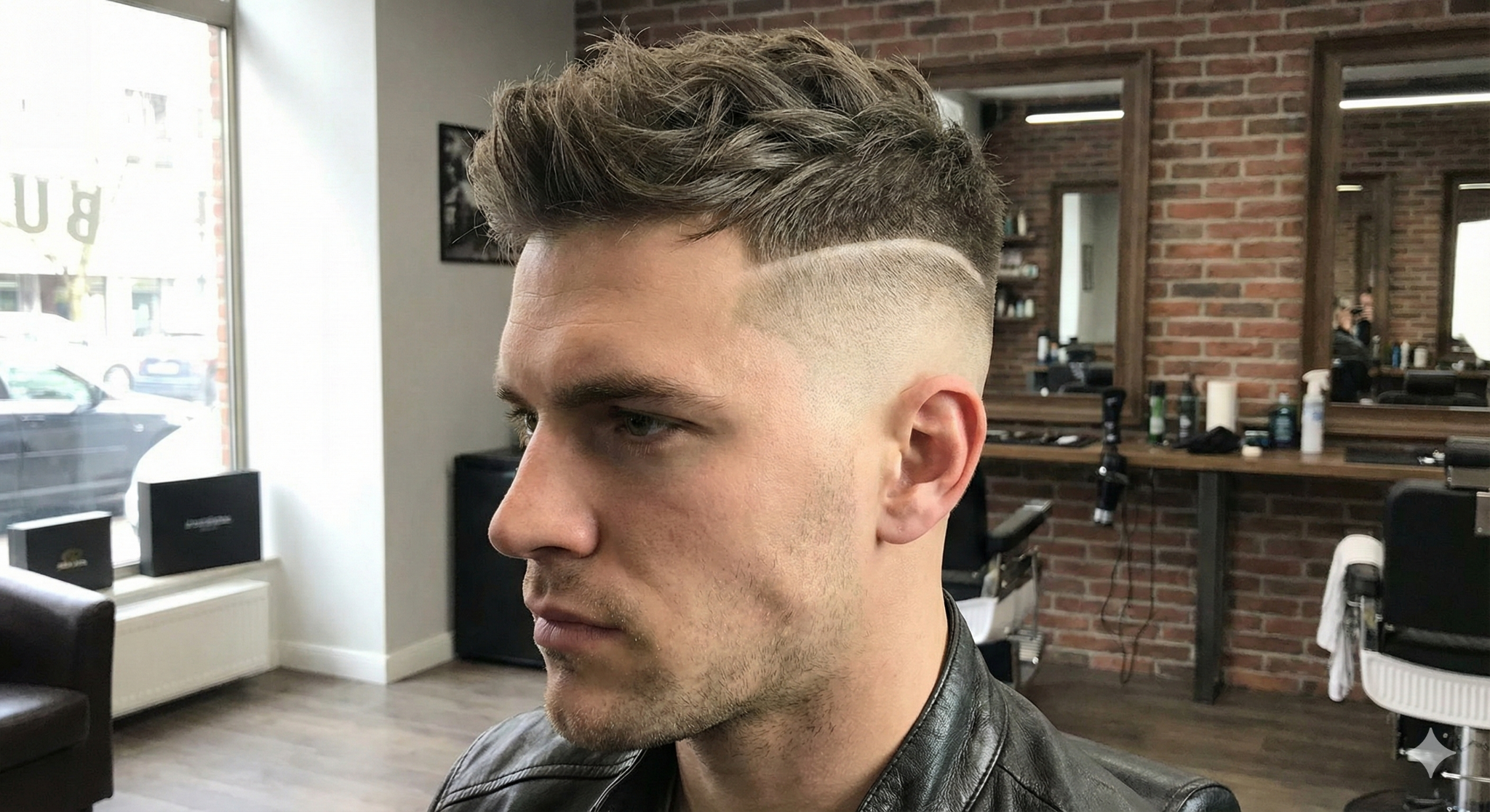 This image shows a high fade hairstyle on a man to understand the appearance that comes after a cut.