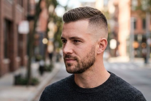 This image shows the man with a high and tight haircut to understand the look you can get with it.